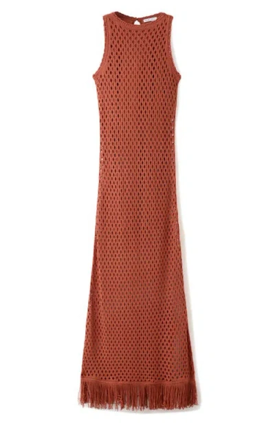 Mango Teen Kids' Crochet Fringe Dress In Orange