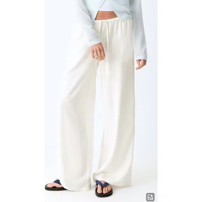 Mango Teen Kids' Flowy Straight Leg Linen Blend Pants In White