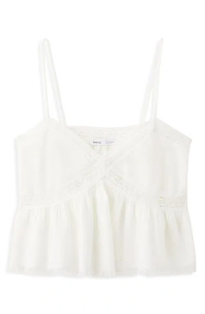 Mango Teen Kids' Fringe Detail Cotton Shell In White