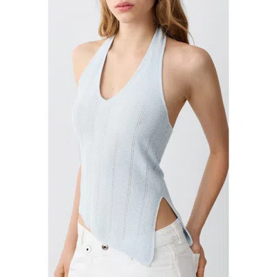 Mango Teen Kids' Lurex Halter Neck Top In Blue