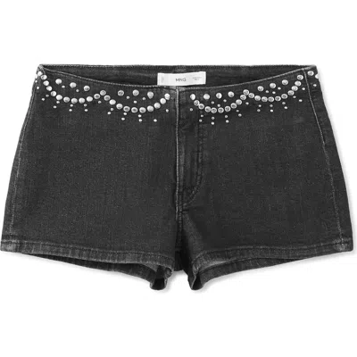 Mango Teen Kids' Studded Denim Shorts In Black