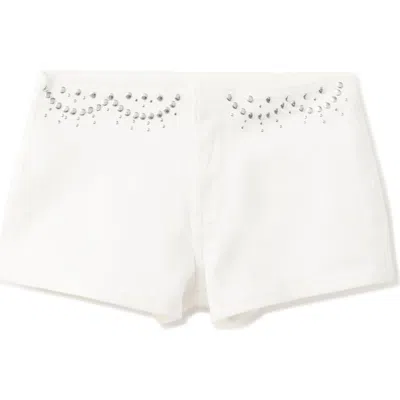 Mango Teen Kids' Studded Denim Shorts In White