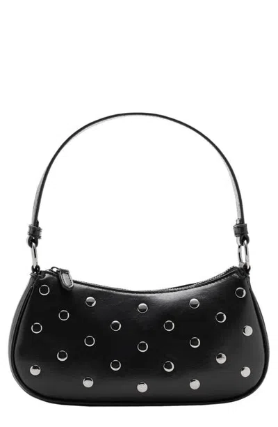 Mango Teen Kids' Studded Faux Leather Shoulder Bag In Black