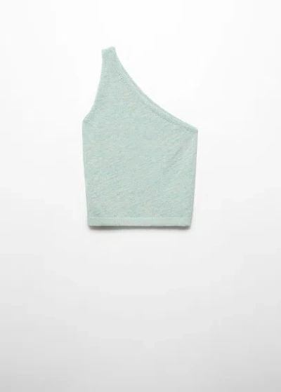 Mango Teen Knit Asymmetric Top Turquoise