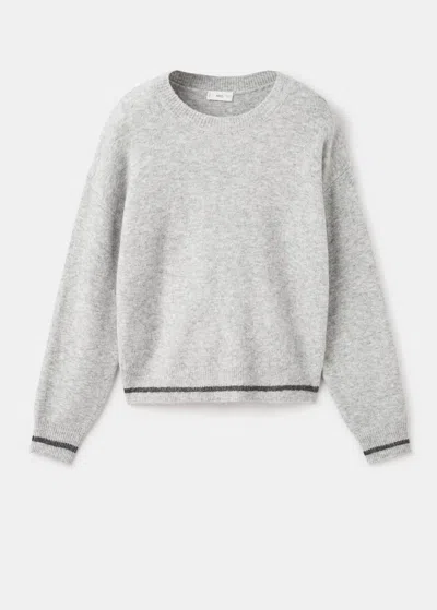 Mango Teen Knit Embroidered Sweater Light Heather Grey In Gray