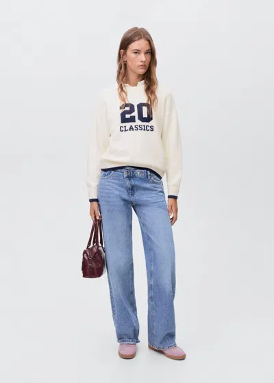 Mango Teen Knit Embroidered Sweater White