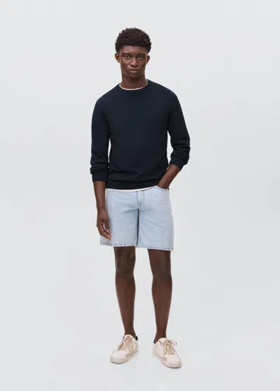 Mango Teen Knitted Cotton Sweater Navy
