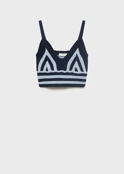 Mango Teen Knitted Cropped Top Navy