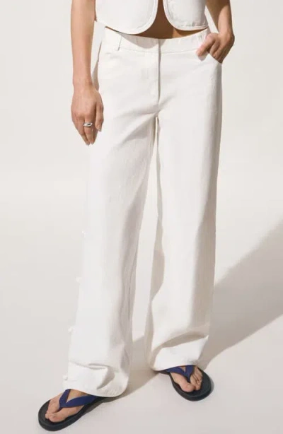 Mango Teen Knot Detail Straight Leg Trouser Jeans In White