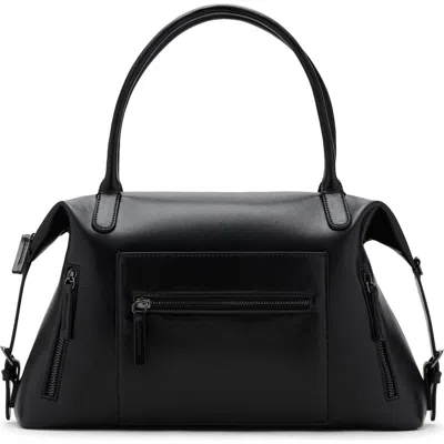 Mango Teen Large Structured Faux Leather Shoulder Bag In Black