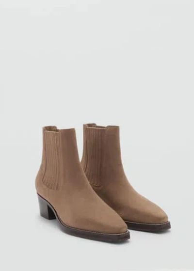 Mango Teen Leather Chelsea Boots In Light/pastel Brown