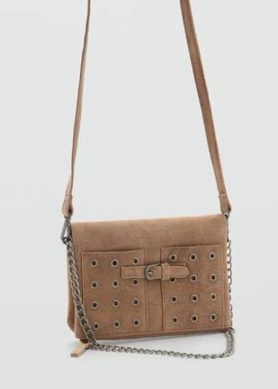 Mango Teen Leather Envelope Bag In Light/pastel Brown
