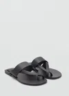 Mango Teen Leather Sandals With Straps Black In Black