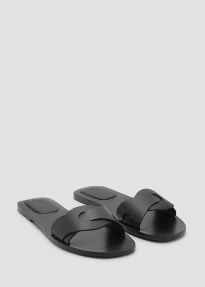Mango Teen Leather Sandals With Straps
