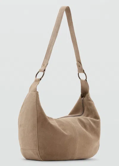 Mango Teen Leather Tote Bag Sand