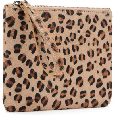 Mango Teen Leopard Genuine Calf Hair Coin Pouch In Brown