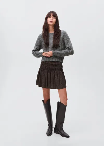 Mango Teen Leopard-print Gathered Skirt Brown