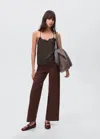 Mango Teen Leopard-print Lace Top Brown In Brown