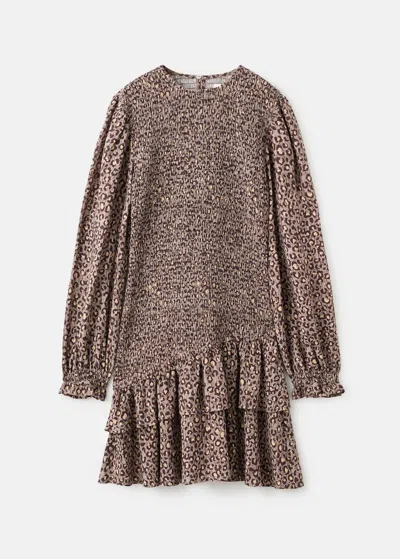 Mango Teen Leopard-print Ruffled Dress Brown