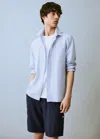 Mango Teen Linen Oxford Shirt Night Blue