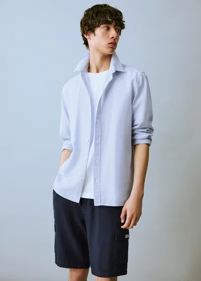 Mango Teen Linen Oxford Shirt Night Blue