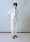 Mango Teen Linen Trousers With Drawstring Off White