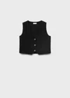 Mango Teen Linen Waistcoat With Buttons Black In Black