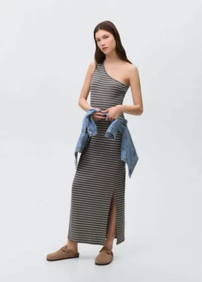 Mango Teen Long Asymmetric Dress Grey