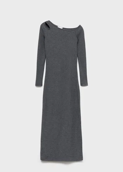 Mango Teen Long Cut Out Dress Dark Heather Grey In Gray