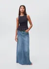 Mango Teen Long Denim Skirt With Seams Medium Blue In Blue