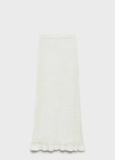Mango Teen Long Knitted Skirt Off White