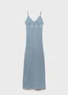 Mango Teen Long Openwork Knitted Dress Sky Blue