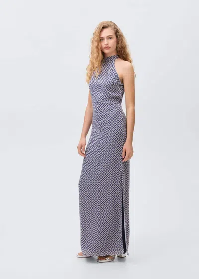 Mango Teen Long Printed Dress Ink Blue