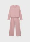 Mango Teen Ensemble Pyjama Coton Rose Pastel - Fille - L -