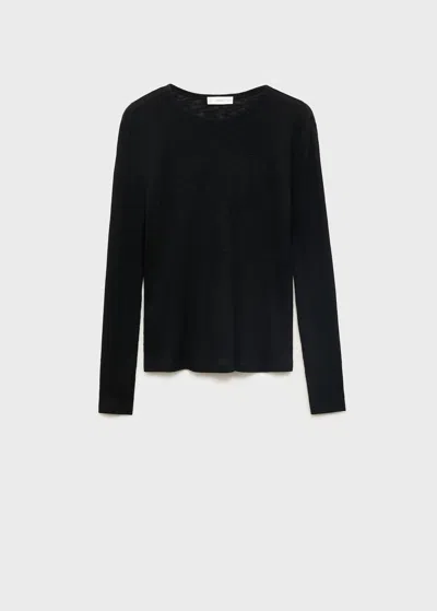 Mango Teen Long-sleeved Knitted T-shirt Black