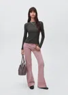 Mango Teen Long-sleeved Knitted T-shirt Charcoal In Green