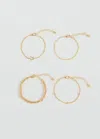 Mango Teen Lot 4 Bracelets Or - Fille - Taille Unique -
