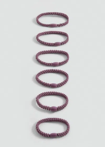 Mango Teen Lot 6 Élastiques Cheveux Violet Clair/pastel - Fille - Taille Unique -