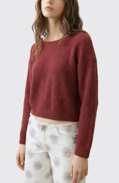 Mango Teen Low Back Sweater In Burgundy