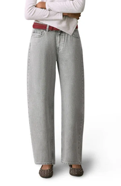 Mango Teen Low Rise Barrel Jeans In Gray