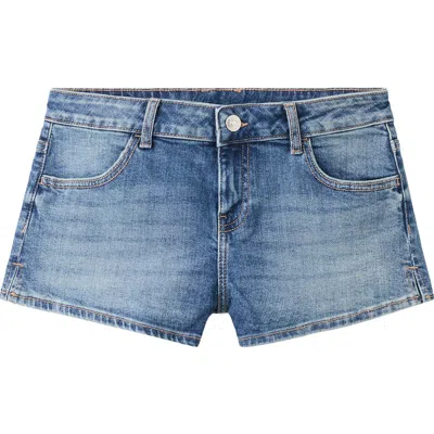 Mango Teen Low Rise Denim Shorts In Blue