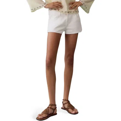 Mango Teen Low Rise Denim Shorts In White
