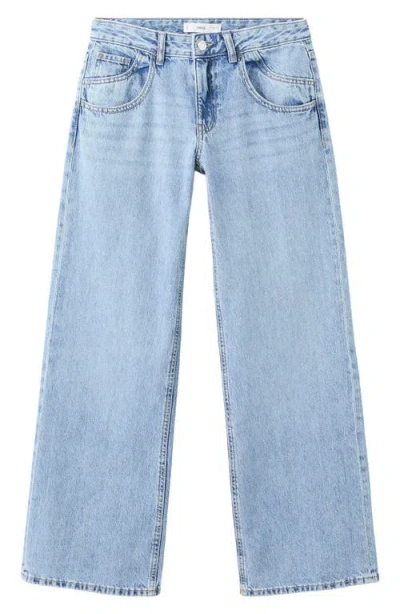 Mango Teen Low Rise Straight Leg Jeans In Blue