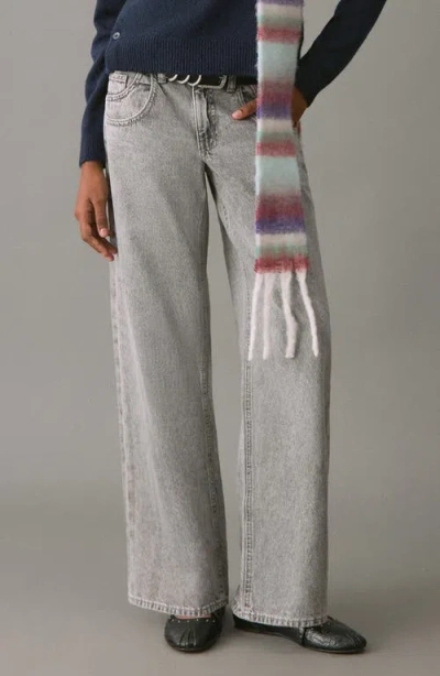 Mango Teen Low Rise Straight Leg Jeans In Gray