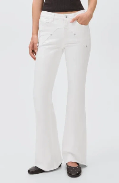 Mango Teen Low Rise Stud Flare Jeans In Off White
