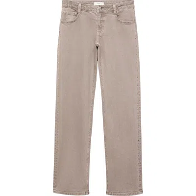 Mango Teen Low Rise Stud Wide Leg Jeans In Neutral