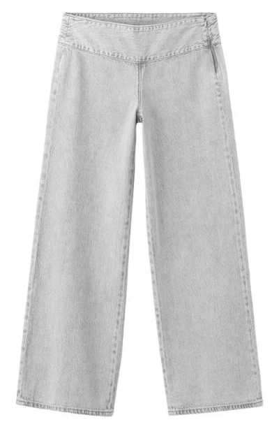 Mango Teen Low Rise Wide Leg Jeans In Gray