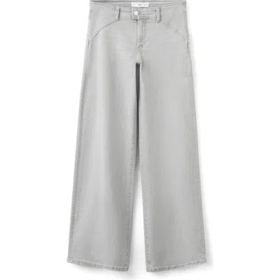 Mango Teen Low Rise Wide Leg Jeans In Gray