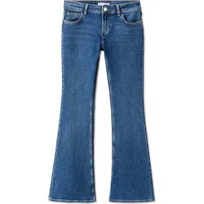 Mango Teen Low Waist Flare Jeans In Dark Blue