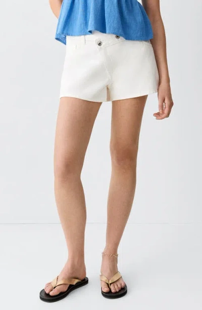 Mango Teen Low Waist Mini Jeans Shorts In White